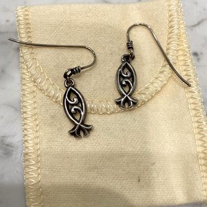 RETIRED RARE Scrolled Ichthus Ear Hooks James Avery
